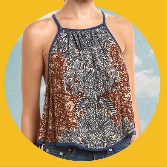 FREE PEOPLE Break Free Floral Printed Top XS - Picture 1 of 6